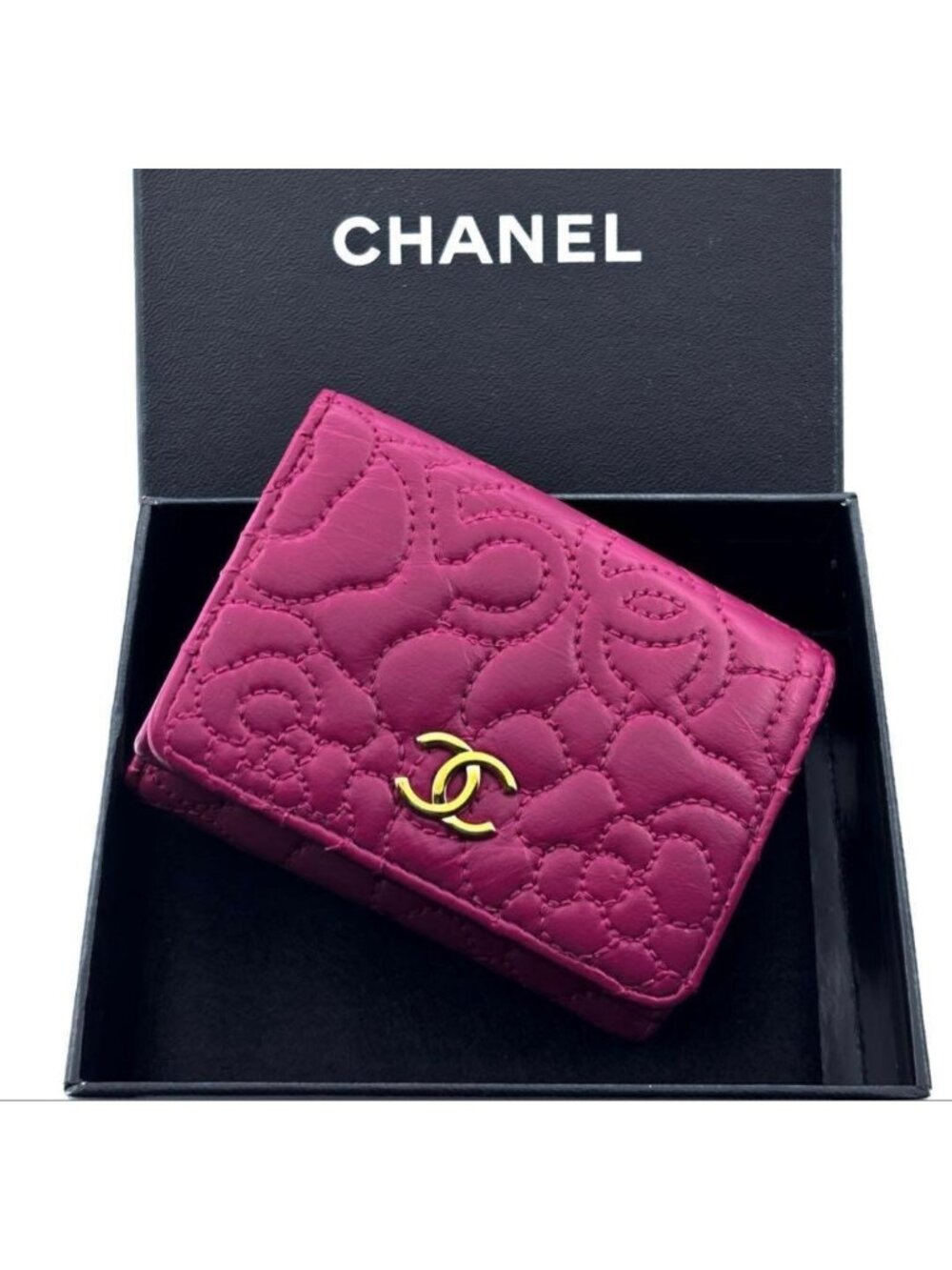 Chanel Wallet Camellia No 5 Stitch Trifold Compact